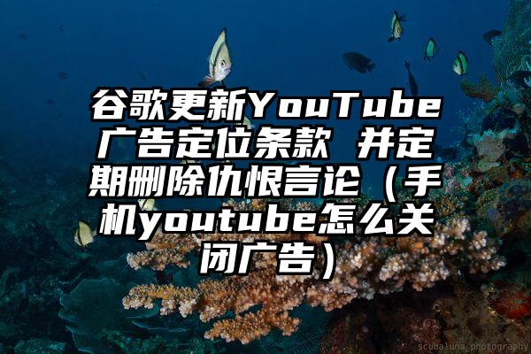 谷歌更新YouTube广告定位条款 并定期删除仇恨言论（手机youtube怎么关闭广告）