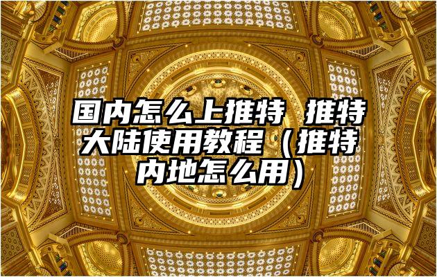 国内怎么上推特 推特大陆使用教程（推特内地怎么用）