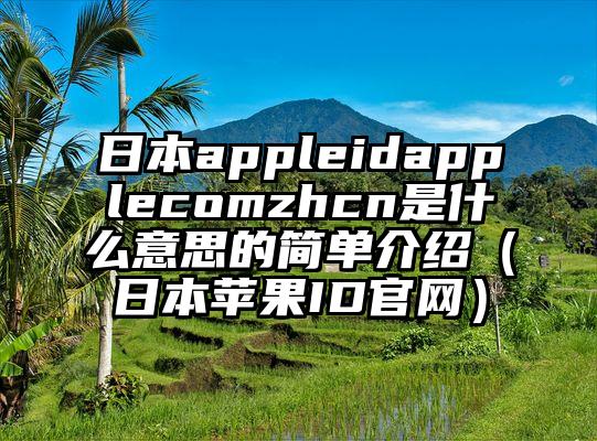 日本appleidapplecomzhcn是什么意思的简单介绍（日本苹果ID官网）