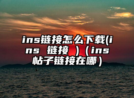 ins链接怎么下载(ins 链接 )（ins帖子链接在哪）