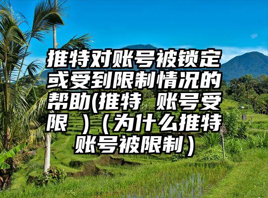 推特对账号被锁定或受到限制情况的帮助(推特 账号受限 )（为什么推特账号被限制）