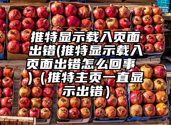 推特显示载入页面出错(推特显示载入页面出错怎么回事 )（推特主页一直显示出错）