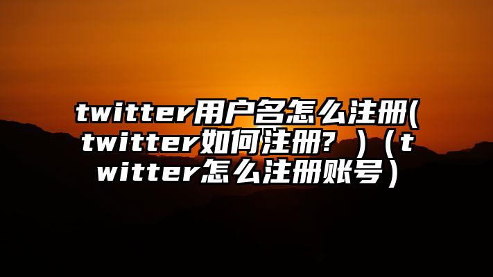 twitter用户名怎么注册(twitter如何注册? )（twitter怎么注册账号）