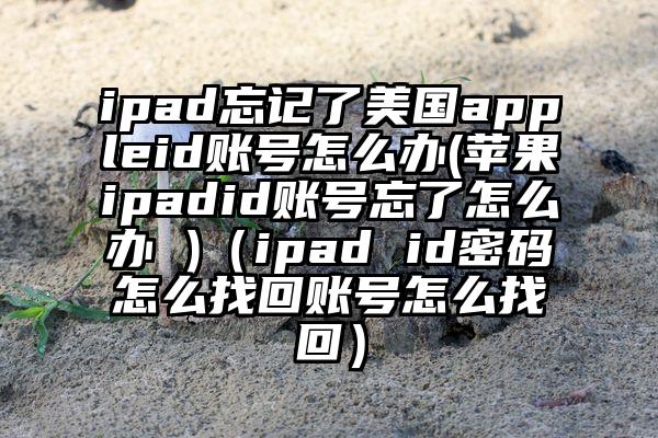 ipad忘记了美国appleid账号怎么办(苹果ipadid账号忘了怎么办 )（ipad id密码怎么找回账号怎么找回）