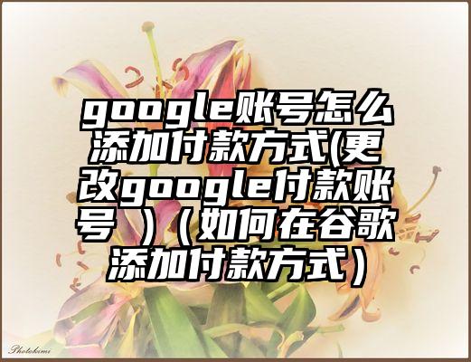 google账号怎么添加付款方式(更改google付款账号 )（如何在谷歌添加付款方式）