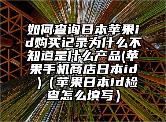 如何查询日本苹果id购买记录为什么不知道是什么产品(苹果手机商店日本id )（苹果日本id检查怎么填写）