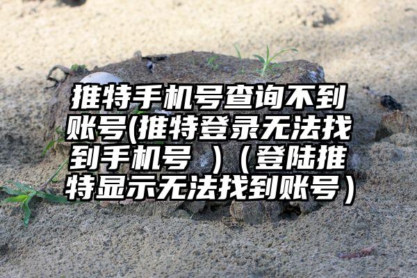 推特手机号查询不到账号(推特登录无法找到手机号 )（登陆推特显示无法找到账号）