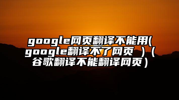 google网页翻译不能用(google翻译不了网页 )（谷歌翻译不能翻译网页）