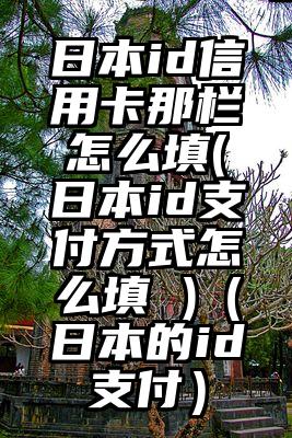 日本id信用卡那栏怎么填(日本id支付方式怎么填 )（日本的id支付）