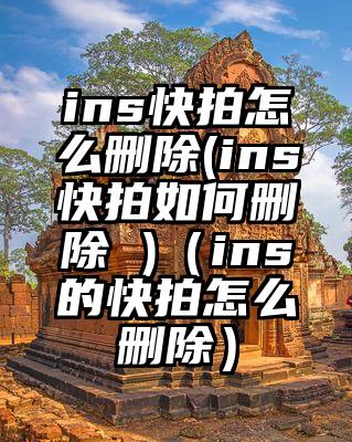 ins快拍怎么删除(ins快拍如何删除 )（ins的快拍怎么删除）