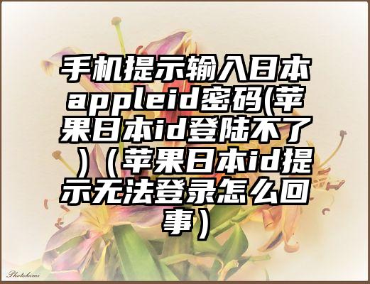 手机提示输入日本appleid密码(苹果日本id登陆不了 )（苹果日本id提示无法登录怎么回事）