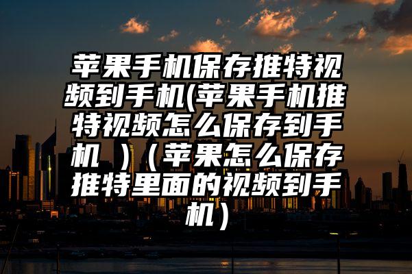 苹果手机保存推特视频到手机(苹果手机推特视频怎么保存到手机 )（苹果怎么保存推特里面的视频到手机）