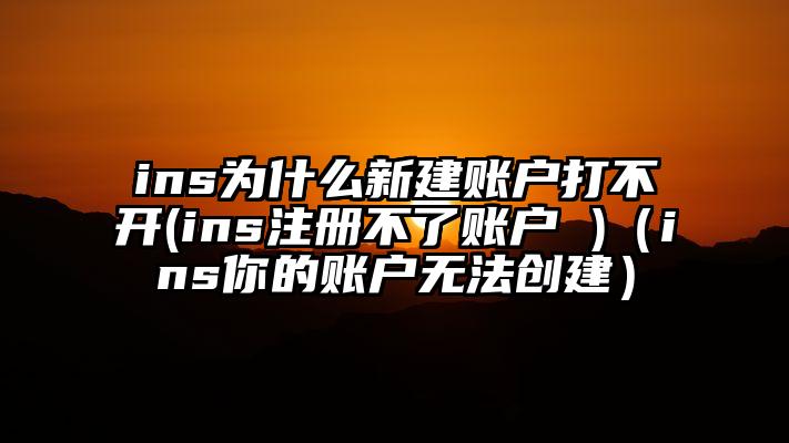 ins为什么新建账户打不开(ins注册不了账户 )（ins你的账户无法创建）