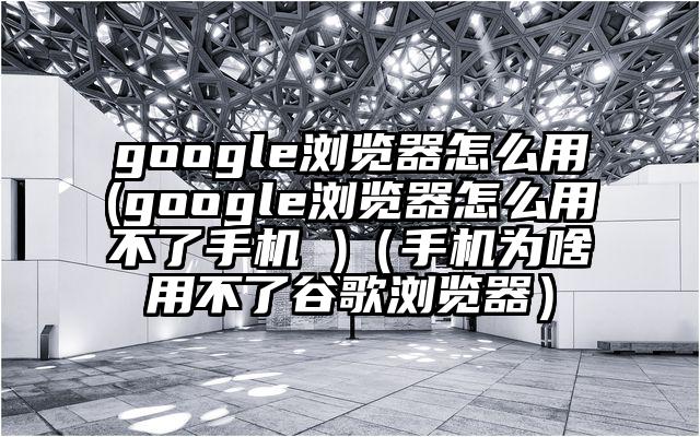 google浏览器怎么用(google浏览器怎么用不了手机 )（手机为啥用不了谷歌浏览器）