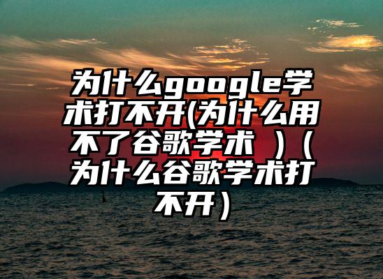 为什么google学术打不开(为什么用不了谷歌学术 )（为什么谷歌学术打不开）