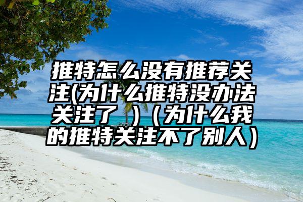 推特怎么没有推荐关注(为什么推特没办法关注了 )（为什么我的推特关注不了别人）