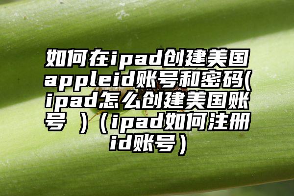 如何在ipad创建美国appleid账号和密码(ipad怎么创建美国账号 )（ipad如何注册id账号）