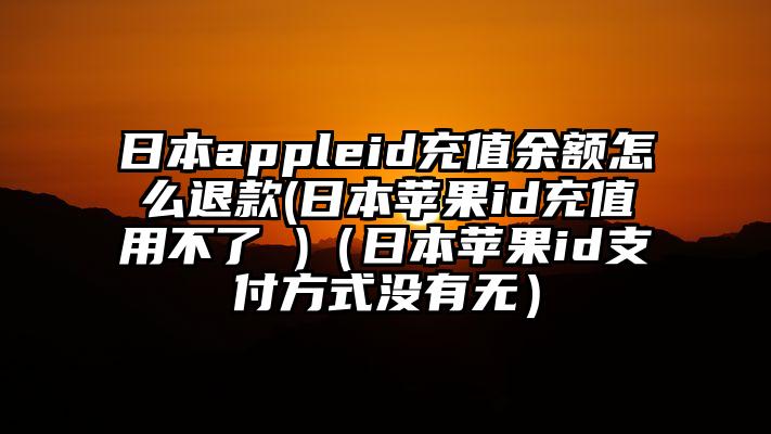 日本appleid充值余额怎么退款(日本苹果id充值用不了 )（日本苹果id支付方式没有无）