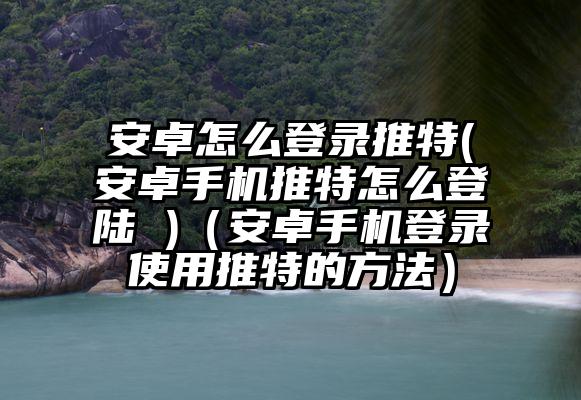 安卓怎么登录推特(安卓手机推特怎么登陆 )（安卓手机登录使用推特的方法）