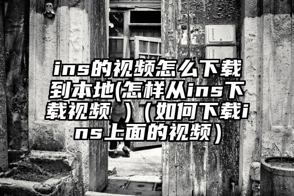 ins的视频怎么下载到本地(怎样从ins下载视频 )（如何下载ins上面的视频）