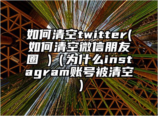 如何清空twitter(如何清空微信朋友圈 )（为什么instagram账号被清空）