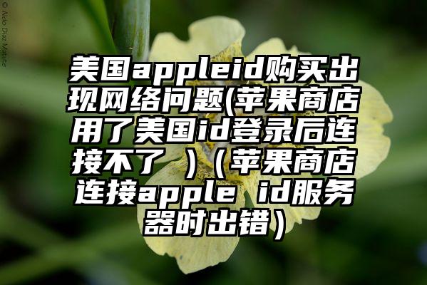 美国appleid购买出现网络问题(苹果商店用了美国id登录后连接不了 )（苹果商店连接apple id服务器时出错）