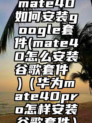 mate40如何安装google套件(mate40怎么安装谷歌套件 )（华为mate40pro怎样安装谷歌套件）