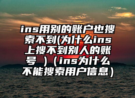 ins用别的账户也搜索不到(为什么ins上搜不到别人的账号 )（ins为什么不能搜索用户信息）